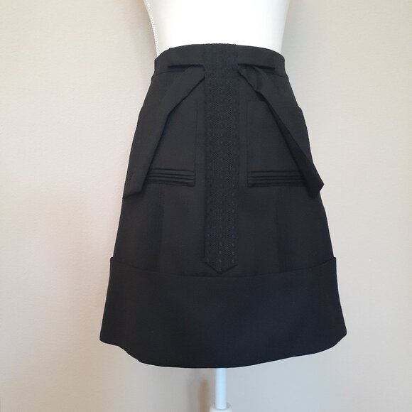 See by Chole Bow   Wool Crepe Mini Skirt - Picture 1 of 13